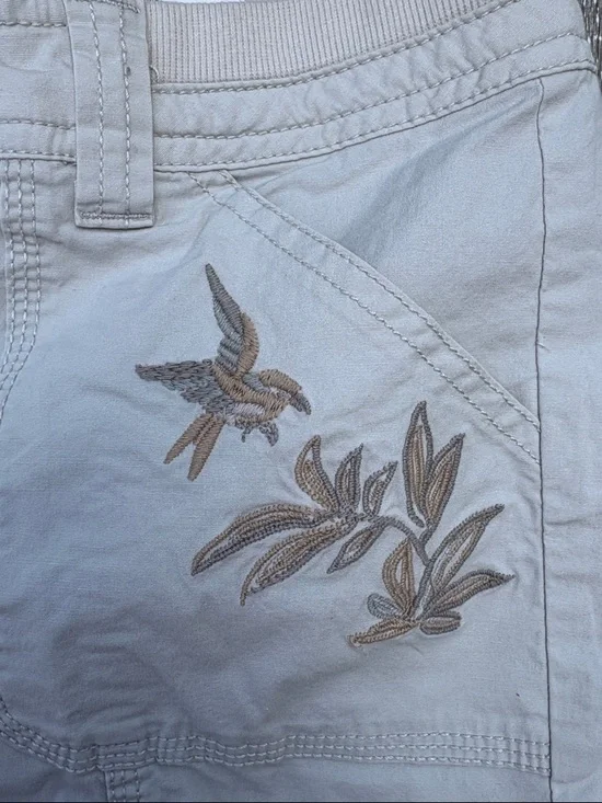 St. John's Bay Light Gray Embroidered Bermuda Shorts - Picture 3 of 5